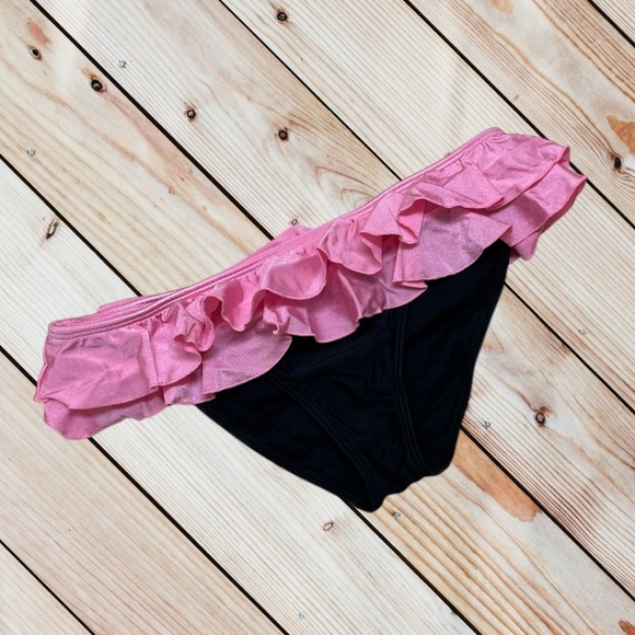 Luli Fama S pink/black ruffle bikini bottom - Picture 2 of 8